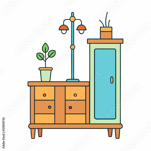 vector illustration of hall tree