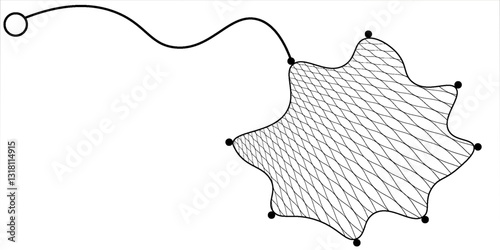 Fish net, isolated fishnet of vector fishery, fishing sport and fisherman item. Sea fish and ocean seafood catch trap of fishing rope or line mesh grid.