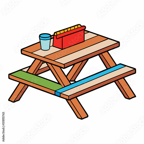 picnic table isolated on white
