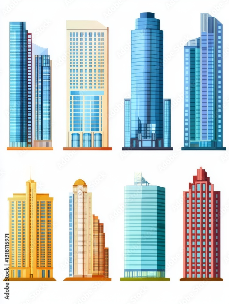 Vector illustration of various skyscrapers Vector illustration of various skyscrapers