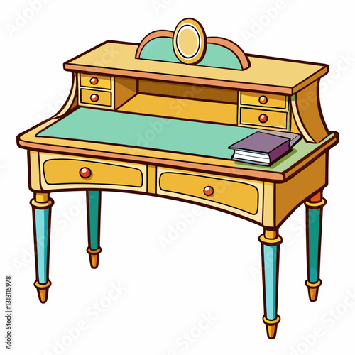 secretary desk on white