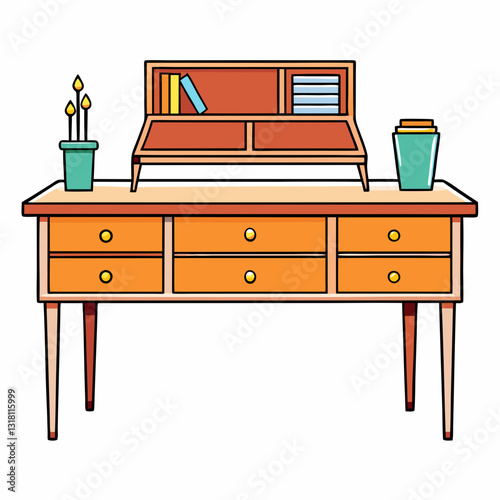 secretary desk on white