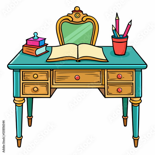 vector illustration of a writing table