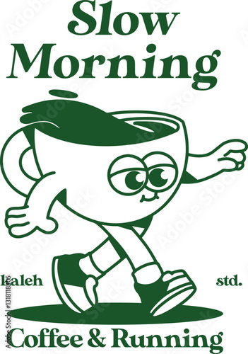 mascot coffee morning illustrtion vector cute