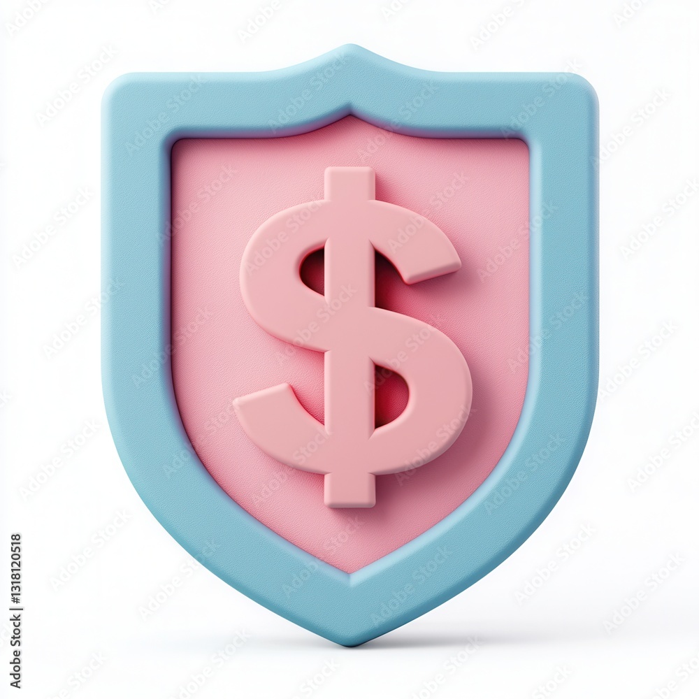 Colorful 3D Dollar Sign Shield Icon Representing Finance and Security Concepts Colorful 3D Dollar Sign Shield Icon Representing Finance and Security Concepts