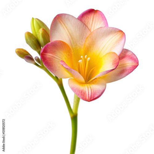 Delicate Freesia Flower Isolated on White Background
