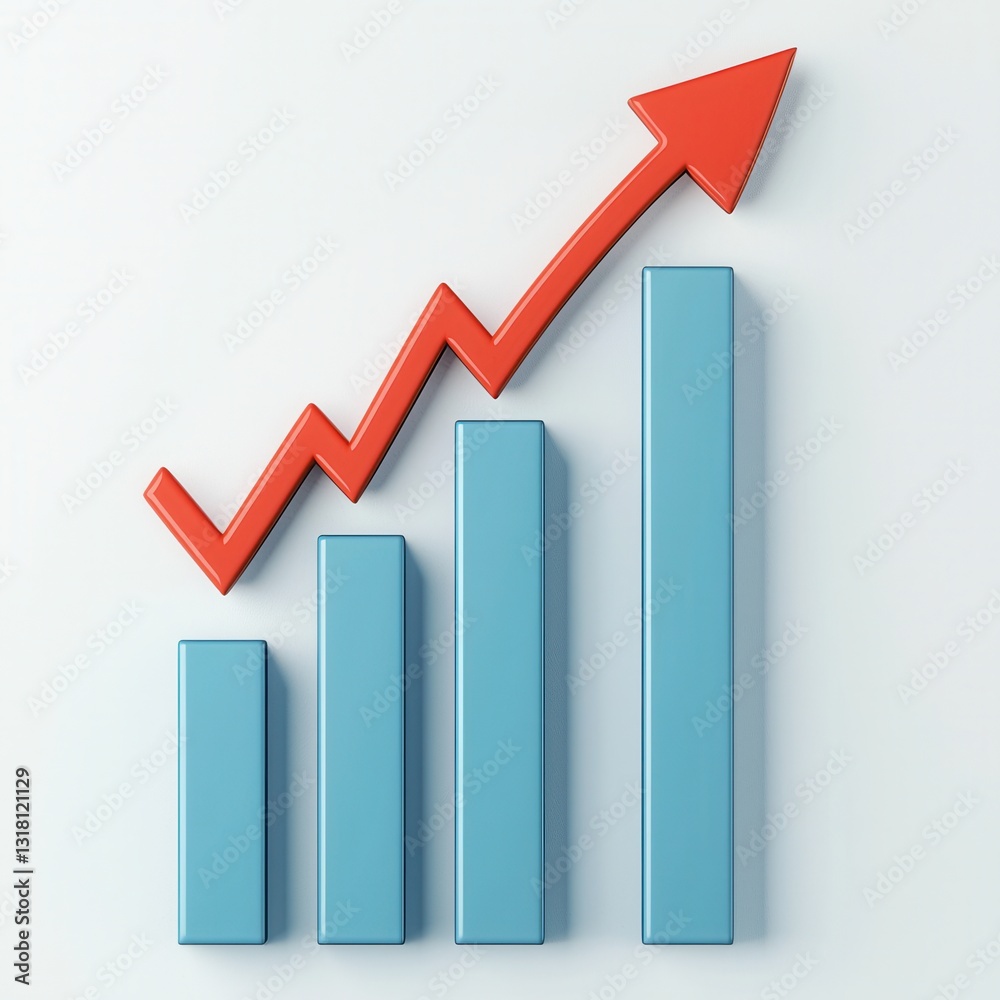 Modern Business Growth Chart with Colorful Graph Elements and Arrow Design Modern Business Growth Chart with Colorful Graph Elements and Arrow Design