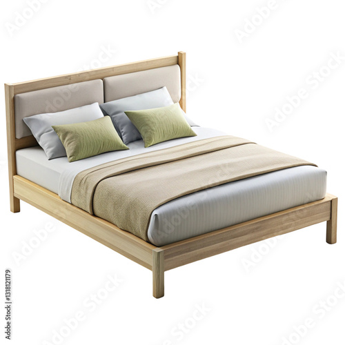 Comfortable Bed Isolated on White Background
