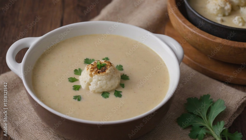 bowl of creamy roasted cauliflower soup bowl of creamy roasted cauliflower soup