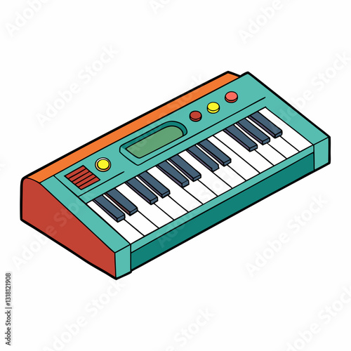 synthesizer on white background