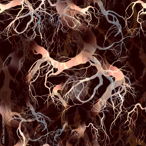 Seamless pattern with intricate tree branches and twigs. Delicate lines and layered textures create depth and an organic feel. Perfect for textiles, wallpapers, packaging, and digital backgrounds.
