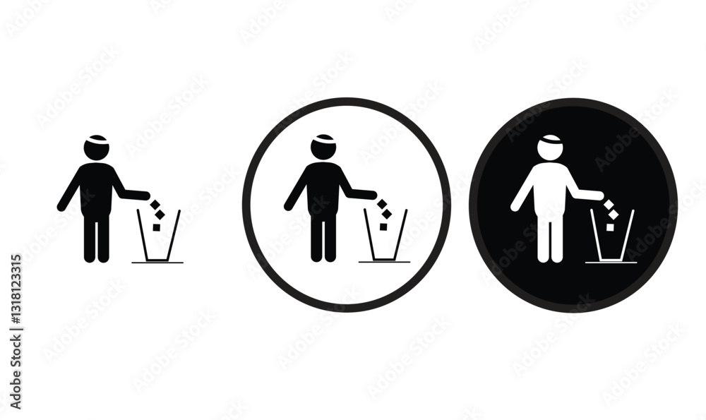 Fototapeta premium General Waste icon black outline logo for web site design and mobile dark mode apps Vector illustration on a white background