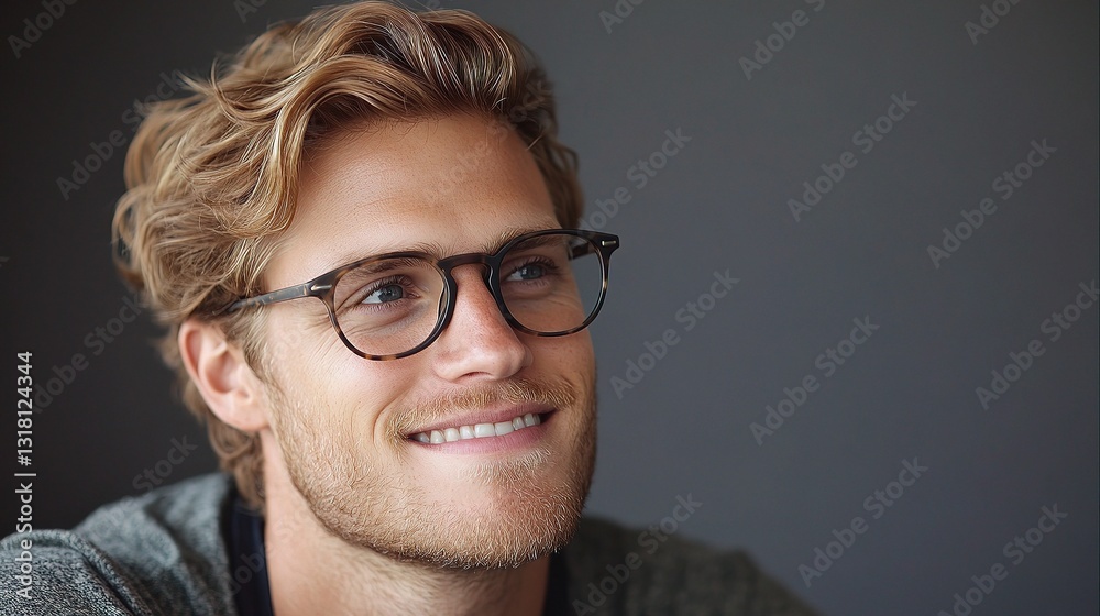 Young Attractive Man with Glasses and a Wonderful Smile