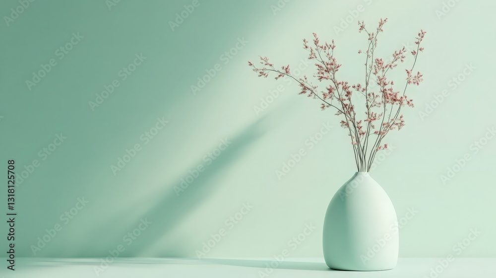 Minimalist botanical scene featuring dried flowers in a decorative vase Minimalist botanical scene featuring dried flowers in a decorative vase