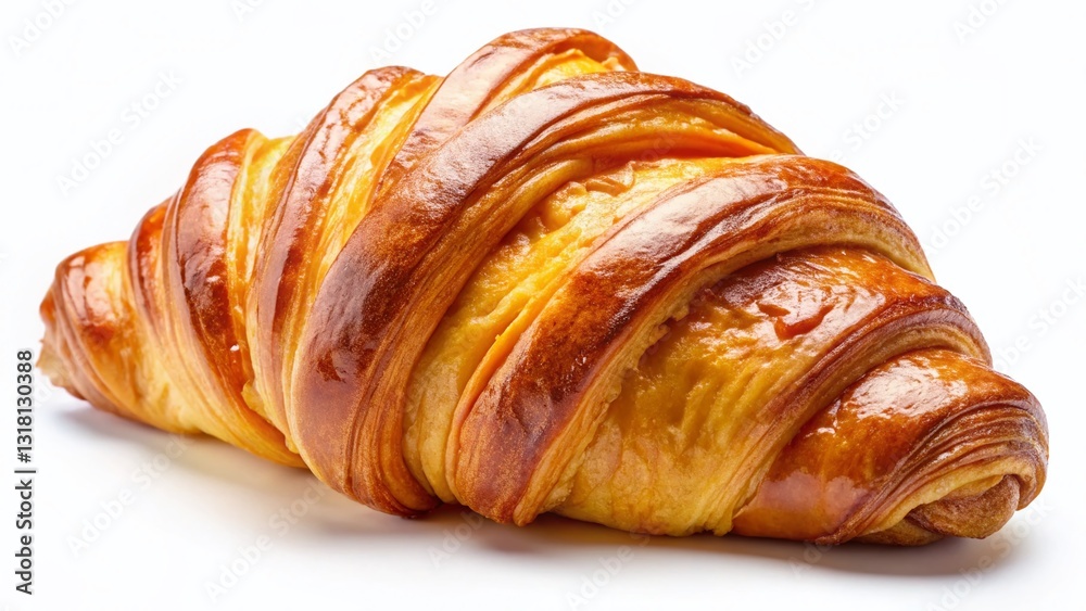Fresh Buttery Croissant Isolated on White Background - High-Resolution Stock Photo Fresh Buttery Croissant Isolated on White Background - High-Resolution Stock Photo