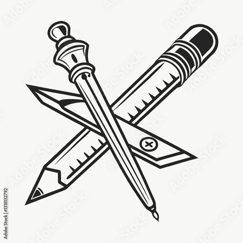 Edit icon on white background, pencil icon line art