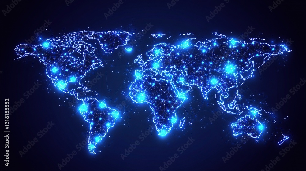 Global Connectivity Network Illustration with Digital Lines and Nodes Global Connectivity Network Illustration with Digital Lines and Nodes