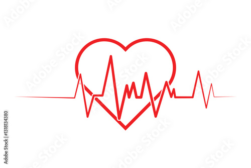 Heart beat icon set. Heart shape with pulse line. Vector illustration. heart rate line icon.