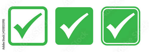 tick mark with checkbox icon. green checkmark sign for app, ui, website. vector illustration on transparent background. eps 888.