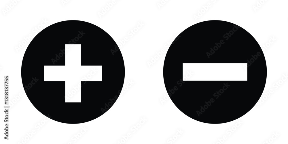 Obraz premium Plus minus silhouette icon. Plus and minus symbol.