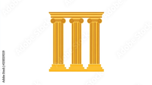 Golden pillars  classical architecture  white background  history symbol  website design