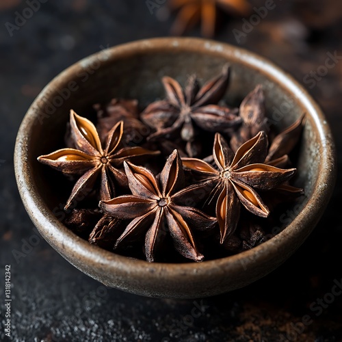 Star anise on a wooden background