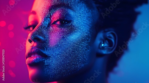 Woman Face Digital Technology Futuristic