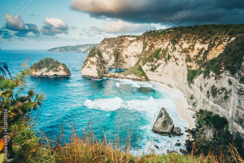 Diamond Beach Bail, Indonesia one of the most recognizable beaches Indonesia famous Bali landmark and popular travel destination 