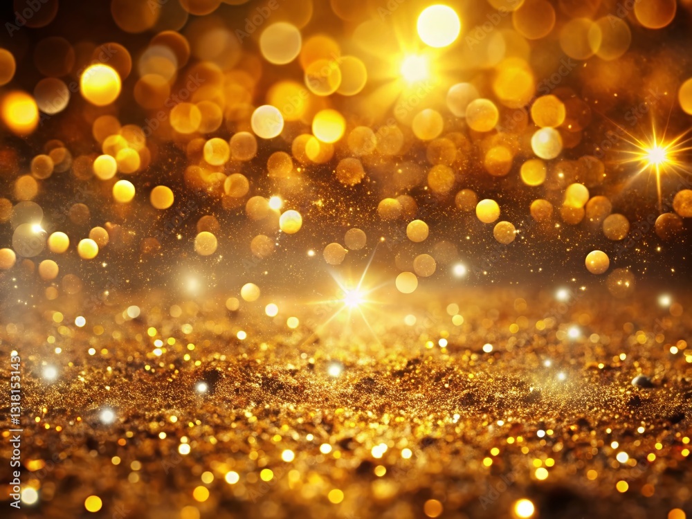 Golden Bokeh Lights Abstract Background, Magic Festive Sparkle Golden Bokeh Lights Abstract Background, Magic Festive Sparkle
