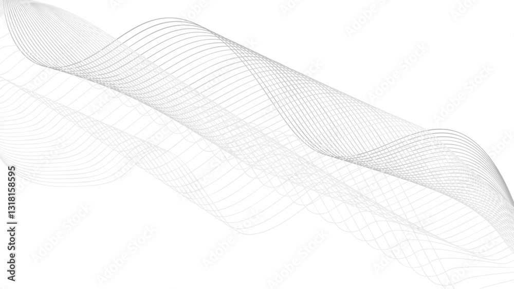 Fototapeta premium Abstract vector background with wavy lines, Technology abstract lines on white background.