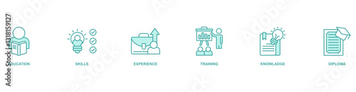 Qualification banner web icon vector illustration concept with icon of education, skills, experience, training, knowladge, diploma