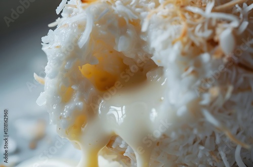 Creamy Coconut Ooze from Freshly Broken Khanom Krok Thai Dessert photo
