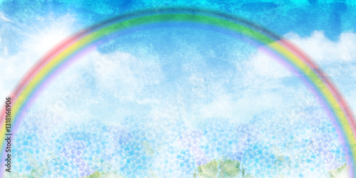 あじさい　虹　花　風景　背景