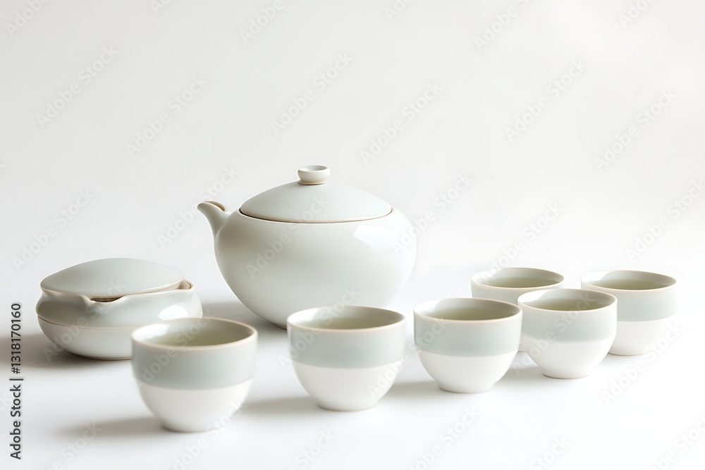 Elegant White and Grey Tea Set Elegant White and Grey Tea Set