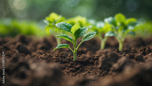 Plant sprout growing out of soil