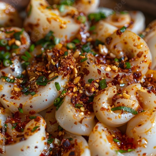 Tantalizing Macro of Spicy Chili Flakes and Aromatic Garlic on Grilled Squid