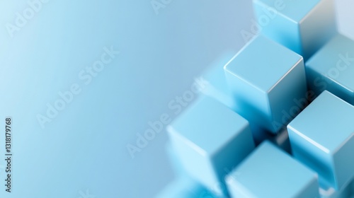 Abstract stack of cubes with soft lighting, 3d render for wallpapers