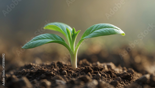 Plant sprout growing out of soil