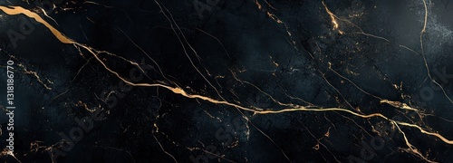 Dark black background with golden frame, minimalistic design.