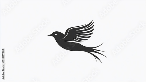 Elegant Bird in Flight: A Monochromatic Silhouette