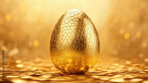 A golden egg Easter background with elegant metallic textures
