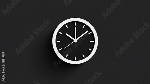 Modern Minimalist Clock Design: Timepiece on Black Background
