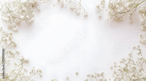 Delicate white flowers gracefully arranged in a floral border design