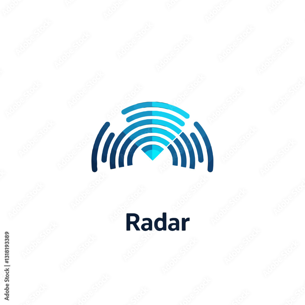 Modern Blue Radar Icon with Minimalist Design and Gradient Elements Modern Blue Radar Icon with Minimalist Design and Gradient Elements
