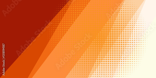 Geometric orange Background divided by Diagonal Stripes and Gradients. Vector illustration Background with halftone dots.	