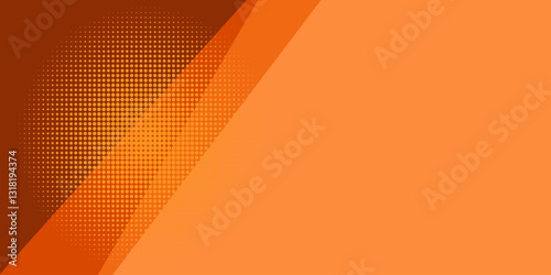 Geometric orange Background divided by Diagonal Stripes and Gradients. Vector illustration Background with halftone dots.	