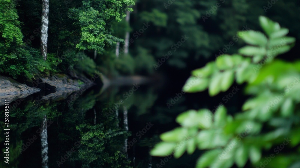 Serene River Reflection Tranquil Forest Lush Greenery Nature Photography Serene River Reflection Tranquil Forest Lush Greenery Nature Photography