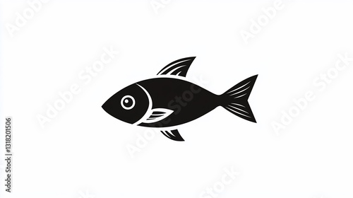 Stylish Black Fish Icon Graphic Design