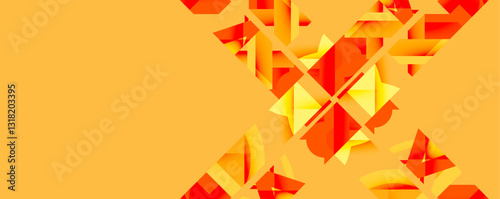 Abstract geometric composition with interlocking circular and angular shapes, featuring smooth gradients and sharp contrasts on a white background