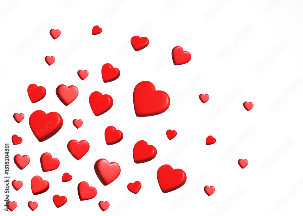 Red heart confetti 3D icons Red heart confetti 3D icons